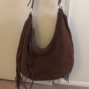 Brown Suede hobo style bag